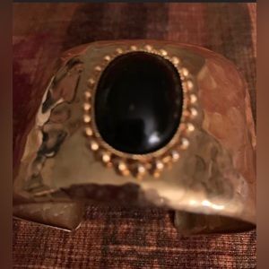 Hammered Cabochon Cuff
